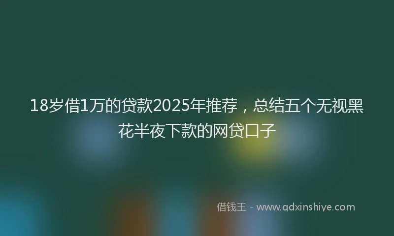 18岁借1万的贷款2025年推荐，总结五个无视黑花半夜下款的网贷口子