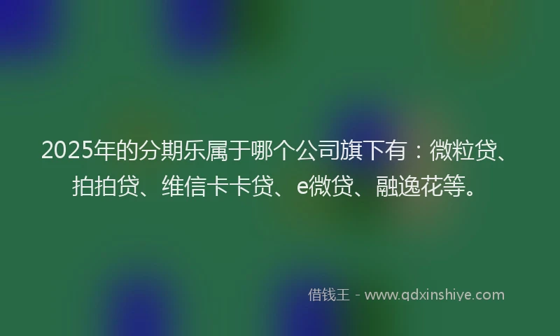 2025年的分期乐属于哪个公司旗下有：微粒贷、拍拍贷、维信卡卡贷、e微贷、融逸花等。