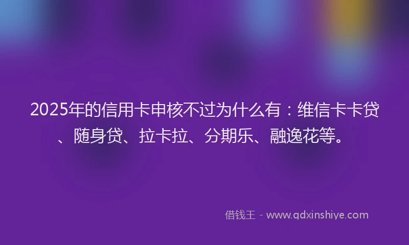 2025年的信用卡申核不过为什么有：维信卡卡贷、随身贷、拉卡拉、分期乐、融逸花等。