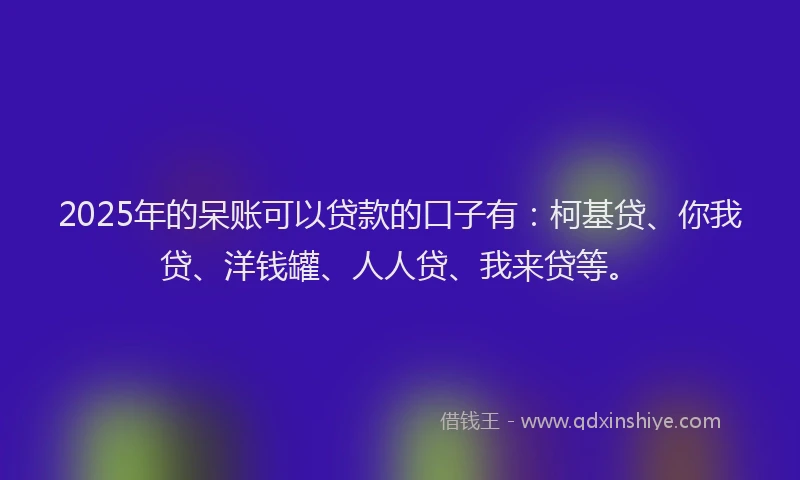 2025年的呆账可以贷款的口子有：柯基贷、你我贷、洋钱罐、人人贷、我来贷等。