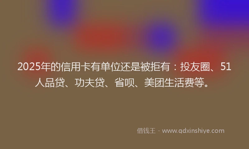 2025年的信用卡有单位还是被拒有：投友圈、51人品贷、功夫贷、省呗、美团生活费等。