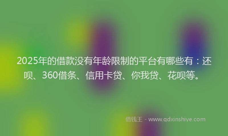 2025年的借款没有年龄限制的平台有哪些有：还呗、360借条、信用卡贷、你我贷、花呗等。