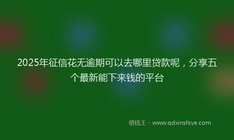 2025年征信花无逾期可以去哪里贷款呢，分享五个最新能下来钱的平台
