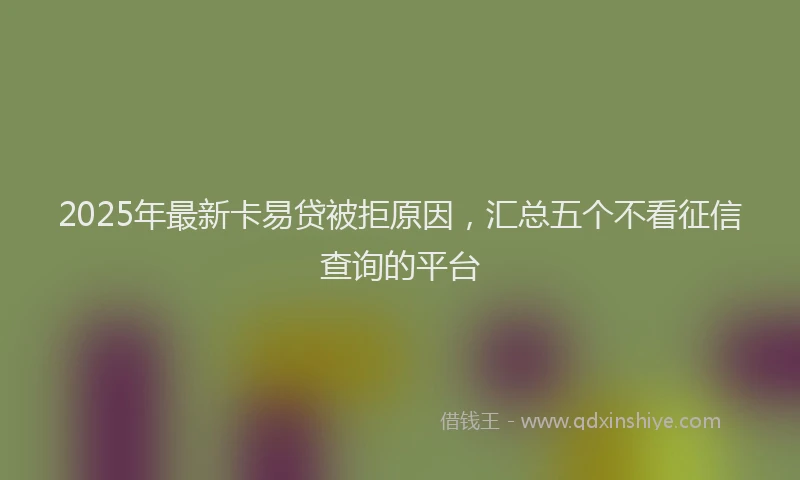 2025年最新卡易贷被拒原因，汇总五个不看征信查询的平台
