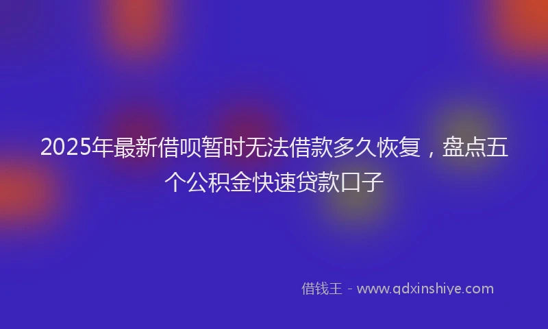 2025年最新借呗暂时无法借款多久恢复，盘点五个公积金快速贷款口子