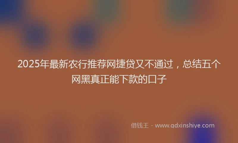 2025年最新农行推荐网捷贷又不通过，总结五个网黑真正能下款的口子