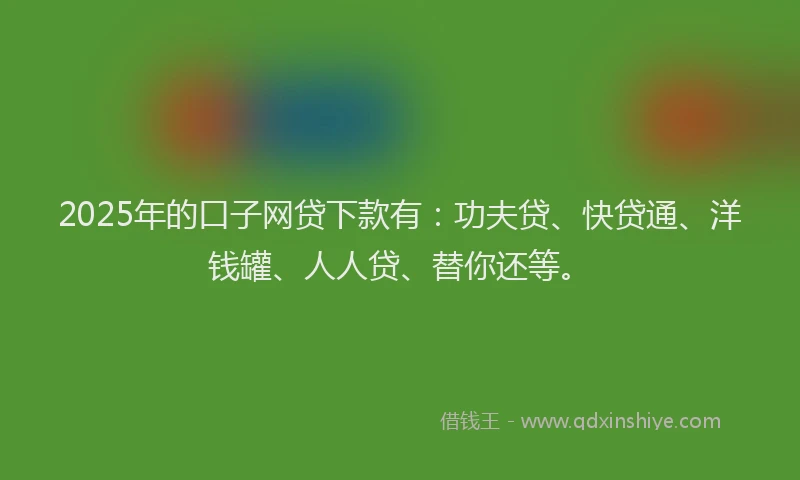 2025年的口子网贷下款有：功夫贷、快贷通、洋钱罐、人人贷、替你还等。