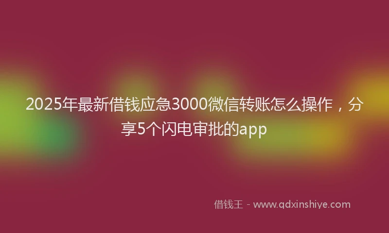 2025年最新借钱应急3000微信转账怎么操作，分享5个闪电审批的app