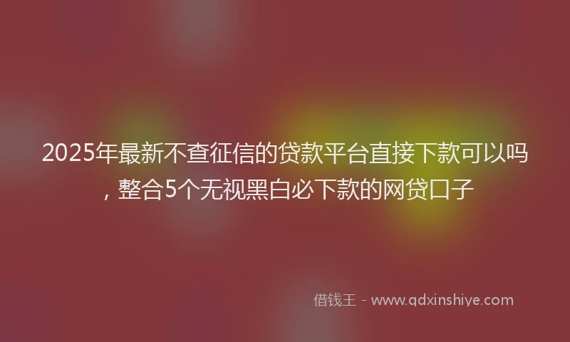 2025年最新不查征信的贷款平台直接下款可以吗，整合5个无视黑白必下款的网贷口子