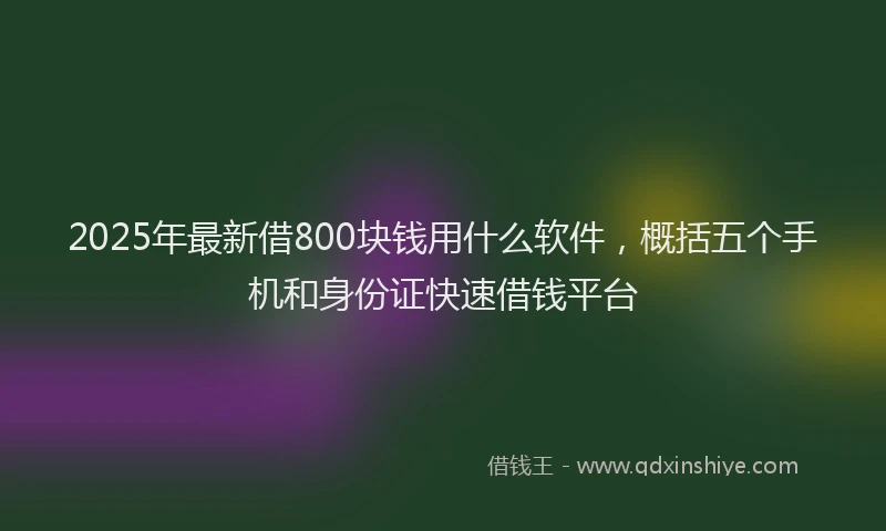 2025年最新借800块钱用什么软件，概括五个手机和身份证快速借钱平台