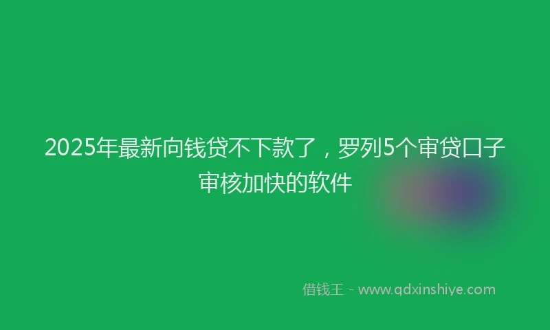 2025年最新向钱贷不下款了，罗列5个审贷口子审核加快的软件