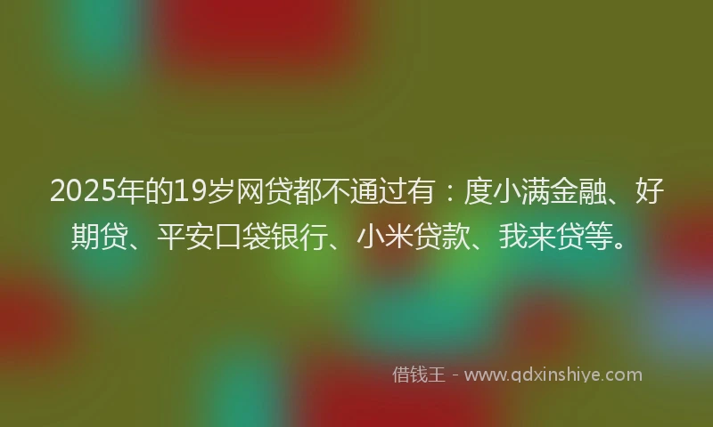 2025年的19岁网贷都不通过有：度小满金融、好期贷、平安口袋银行、小米贷款、我来贷等。