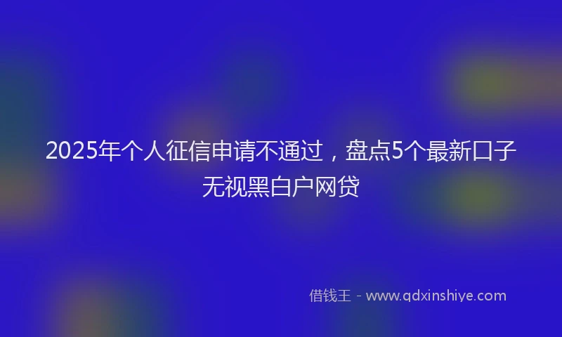 2025年个人征信申请不通过，盘点5个最新口子无视黑白户网贷