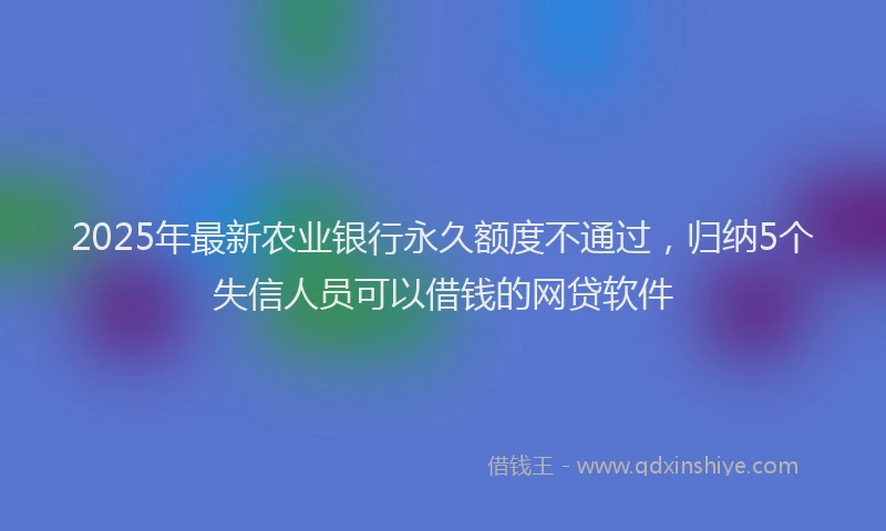 2025年最新农业银行永久额度不通过，归纳5个失信人员可以借钱的网贷软件
