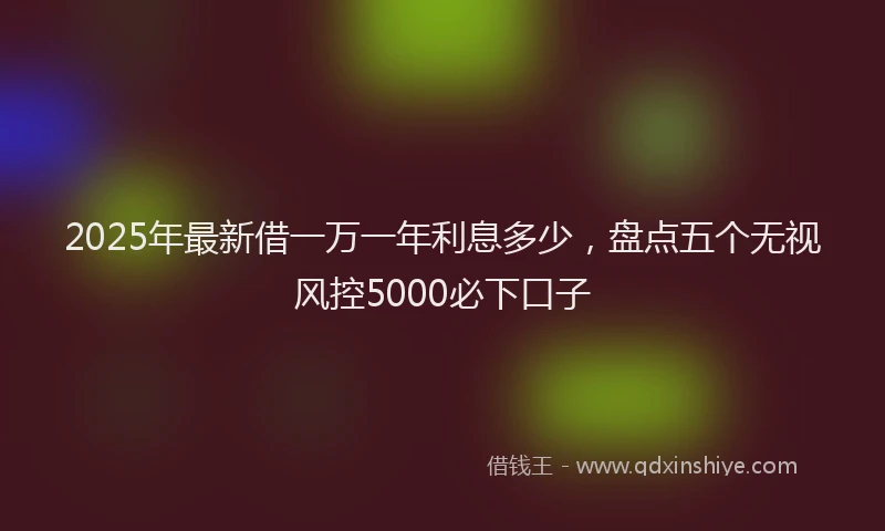 2025年最新借一万一年利息多少，盘点五个无视风控5000必下口子