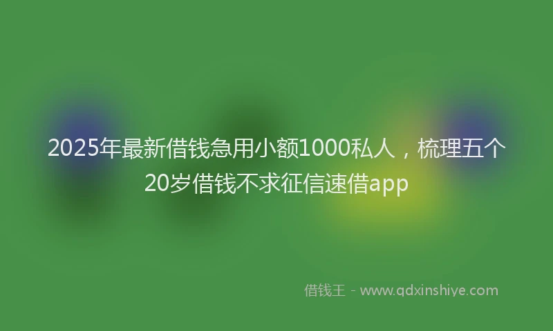 2025年最新借钱急用小额1000私人，梳理五个20岁借钱不求征信速借app
