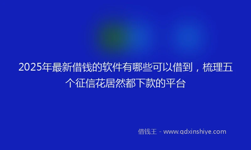 2025年最新借钱的软件有哪些可以借到，梳理五个征信花居然都下款的平台