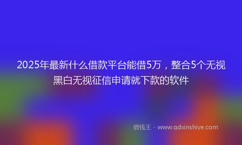 2025年最新什么借款平台能借5万，整合5个无视黑白无视征信申请就下款的软件