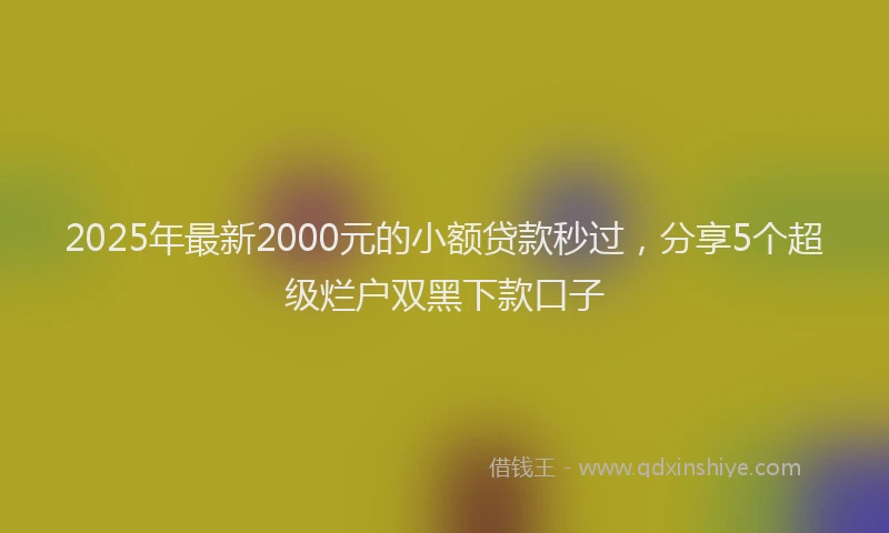 2025年最新2000元的小额贷款秒过，分享5个超级烂户双黑下款口子