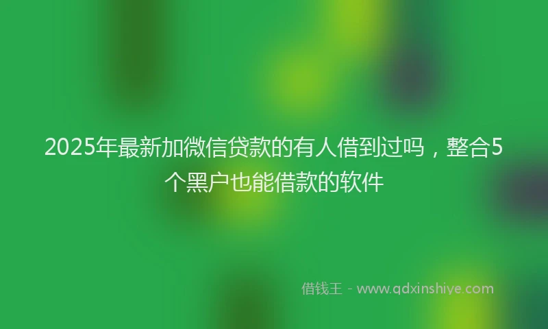 2025年最新加微信贷款的有人借到过吗，整合5个黑户也能借款的软件