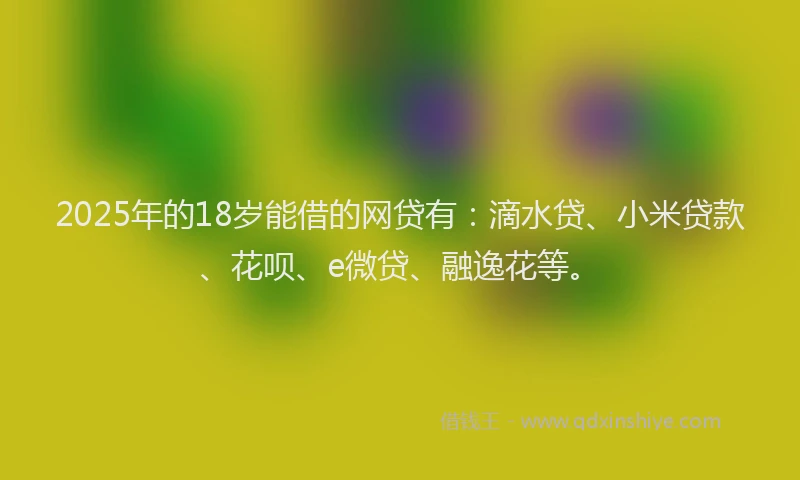 2025年的18岁能借的网贷有：滴水贷、小米贷款、花呗、e微贷、融逸花等。