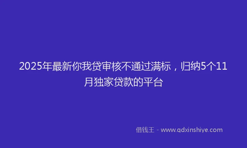 2025年最新你我贷审核不通过满标，归纳5个11月独家贷款的平台