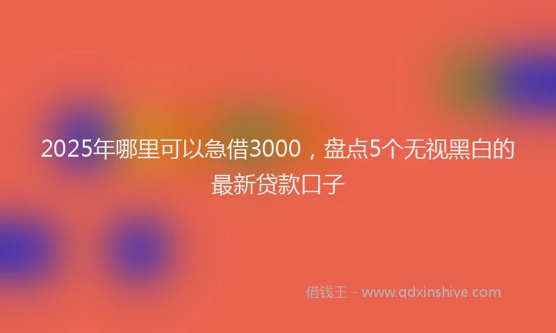 2025年哪里可以急借3000，盘点5个无视黑白的最新贷款口子