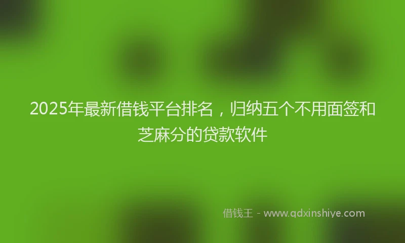 2025年最新借钱平台排名，归纳五个不用面签和芝麻分的贷款软件