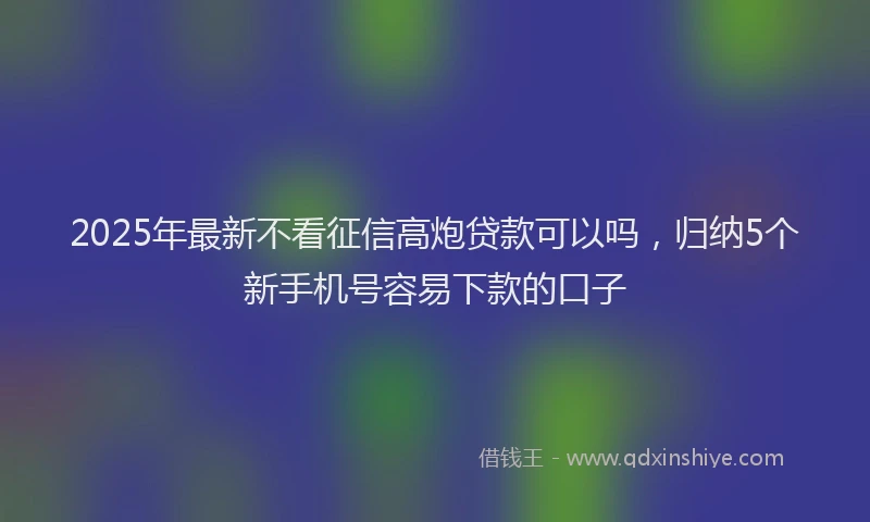 2025年最新不看征信高炮贷款可以吗，归纳5个新手机号容易下款的口子