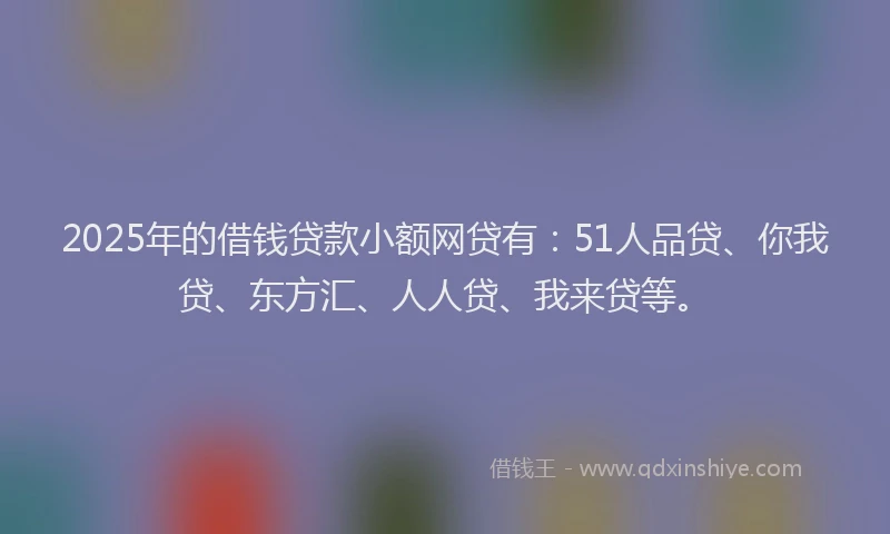 2025年的借钱贷款小额网贷有：51人品贷、你我贷、东方汇、人人贷、我来贷等。