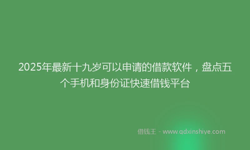 2025年最新十九岁可以申请的借款软件，盘点五个手机和身份证快速借钱平台