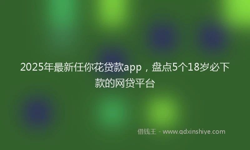 2025年最新任你花贷款app，盘点5个18岁必下款的网贷平台
