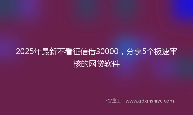 2025年最新不看征信借30000，分享5个极速审核的网贷软件