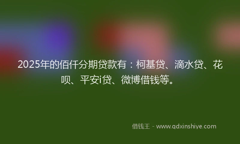 2025年的佰仟分期贷款有：柯基贷、滴水贷、花呗、平安i贷、微博借钱等。
