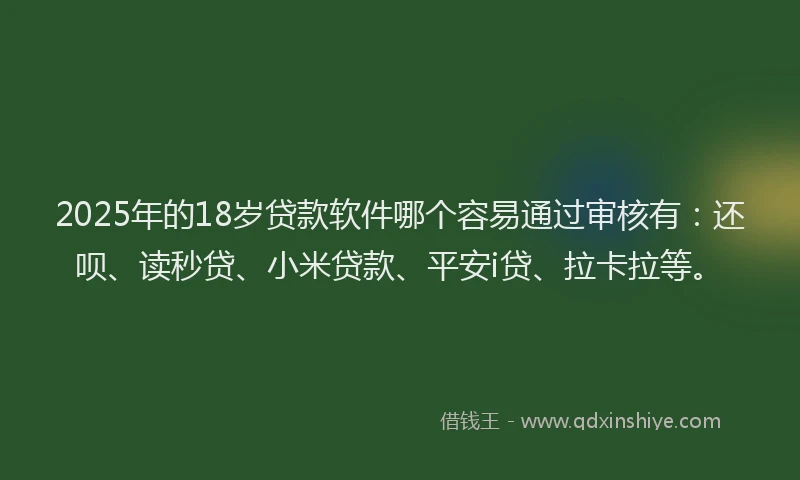 2025年的18岁贷款软件哪个容易通过审核有：还呗、读秒贷、小米贷款、平安i贷、拉卡拉等。