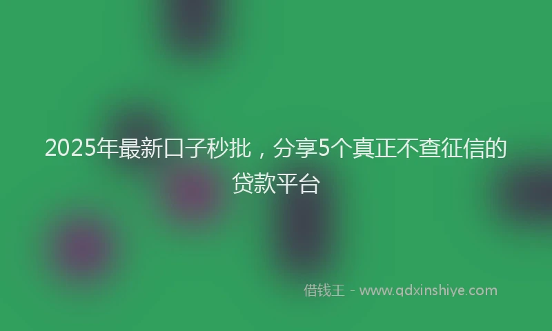 2025年最新口子秒批，分享5个真正不查征信的贷款平台