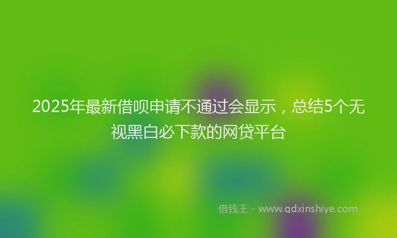 2025年最新借呗申请不通过会显示，总结5个无视黑白必下款的网贷平台