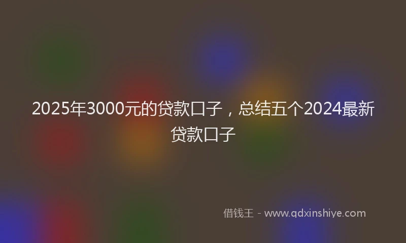 2025年3000元的贷款口子，总结五个2024最新贷款口子