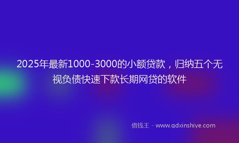 2025年最新1000-3000的小额贷款，归纳五个无视负债快速下款长期网贷的软件