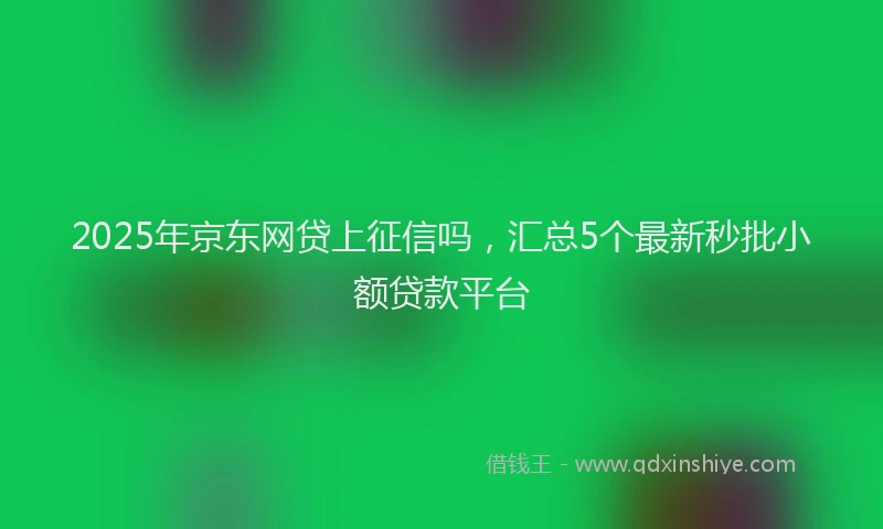 2025年京东网贷上征信吗，汇总5个最新秒批小额贷款平台