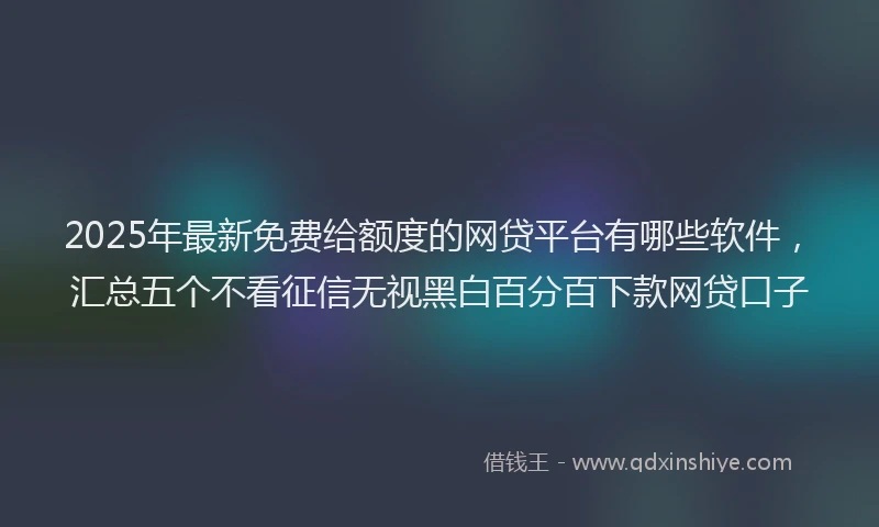 2025年最新免费给额度的网贷平台有哪些软件，汇总五个不看征信无视黑白百分百下款网贷口子