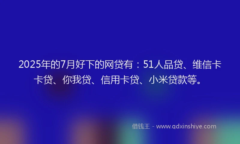2025年的7月好下的网贷有：51人品贷、维信卡卡贷、你我贷、信用卡贷、小米贷款等。
