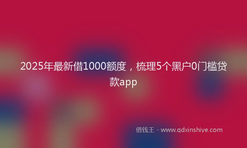 2025年最新借1000额度，梳理5个黑户0门槛贷款app