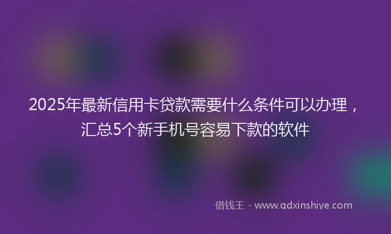 2025年最新信用卡贷款需要什么条件可以办理，汇总5个新手机号容易下款的软件