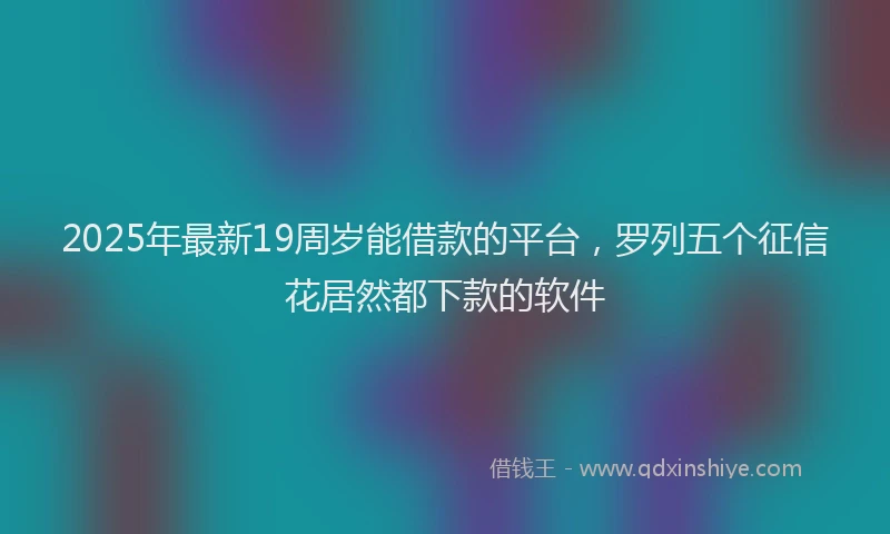 2025年最新19周岁能借款的平台，罗列五个征信花居然都下款的软件