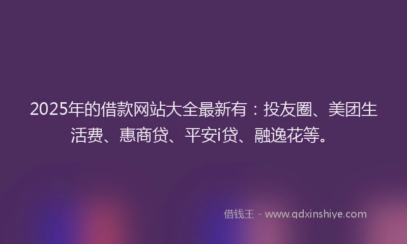 2025年的借款网站大全最新有：投友圈、美团生活费、惠商贷、平安i贷、融逸花等。