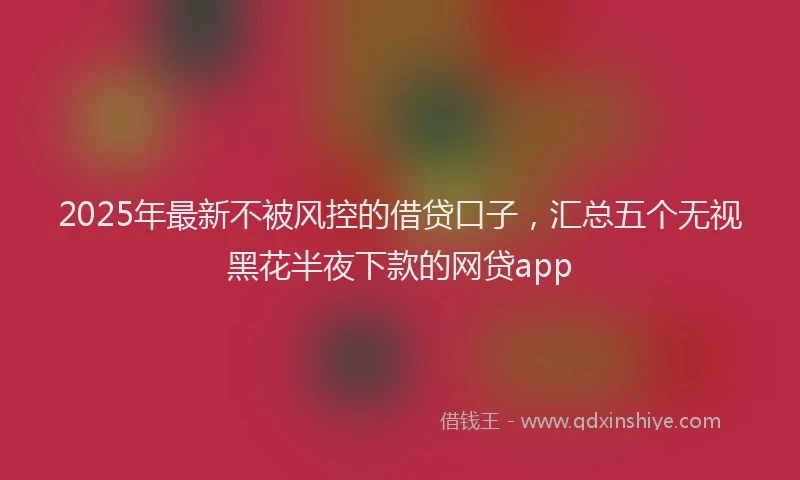2025年最新不被风控的借贷口子，汇总五个无视黑花半夜下款的网贷app