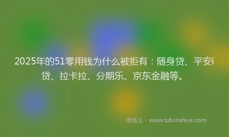 2025年的51零用钱为什么被拒有：随身贷、平安i贷、拉卡拉、分期乐、京东金融等。