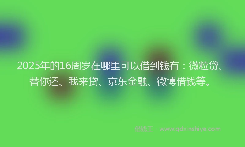 2025年的16周岁在哪里可以借到钱有：微粒贷、替你还、我来贷、京东金融、微博借钱等。