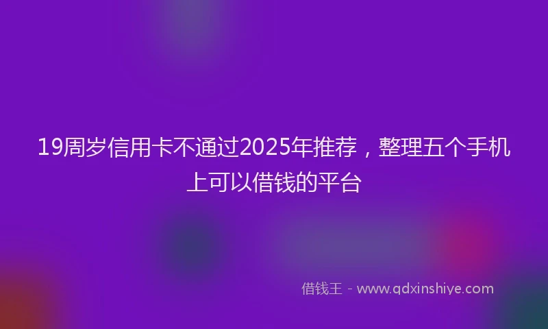 19周岁信用卡不通过2025年推荐，整理五个手机上可以借钱的平台